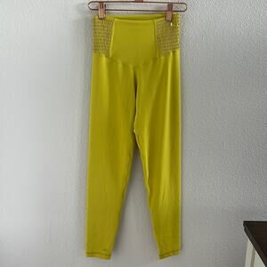 American Eagle Aerie Offline 7/8 Legging Smocked Sides Yellow Soft Small